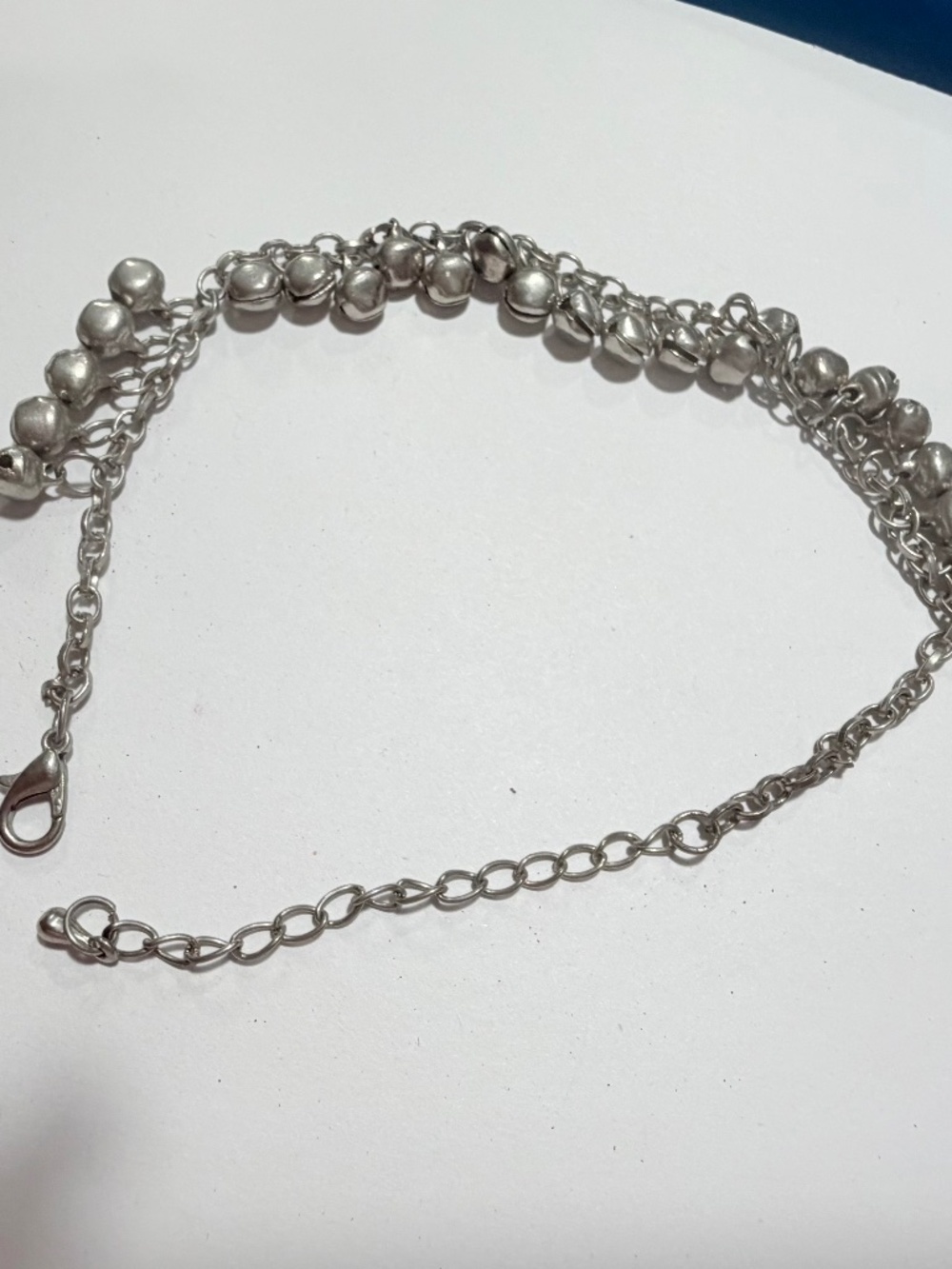 Silver Tone Anklet Bracelet with Bells